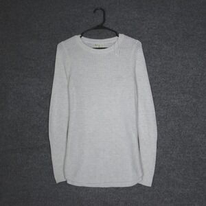 AKINI Womens‎ White Textured Knit Sweater Side Zip Long Sleeve Crew Neck Size S